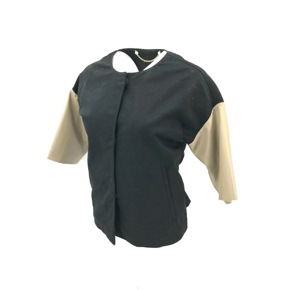 Chico's Fasten Down Color Block Sleeve Jacket Sz 4 - Picture 2 of 6